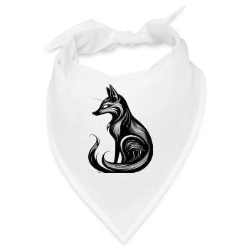 Minimalistic Black & White Fox - Bandana - Weiß - Vorne