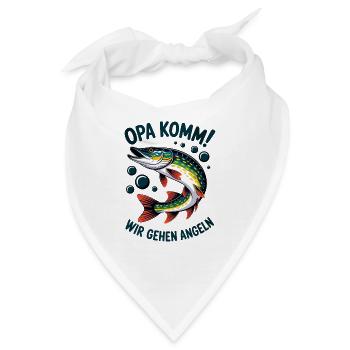 Opa komm wir gehen Angeln - springender Hecht - Bandana - Weiß - Vorne