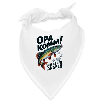 Opa komm wir gehen Angeln - springender Hecht - Bandana - Weiß - Vorne