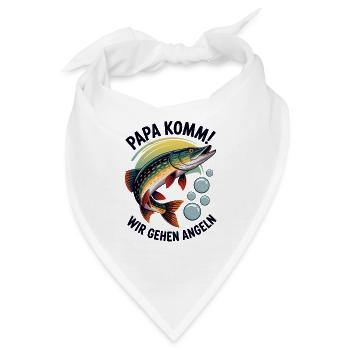 Papa komm wir gehen Angeln springender Hecht - Bandana - Weiß - Vorne