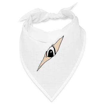 Auge schaut durch ein Riss - aufgerissener Stoff - Bandana - Weiß - Vorne