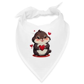 Verschenke diesen süßen Maulwurf zum Valentinstag - Bandana - Weiß - Vorne