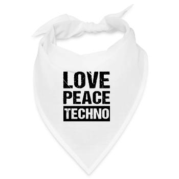 Love Peace Techno - Bandana - Weiß - Vorne