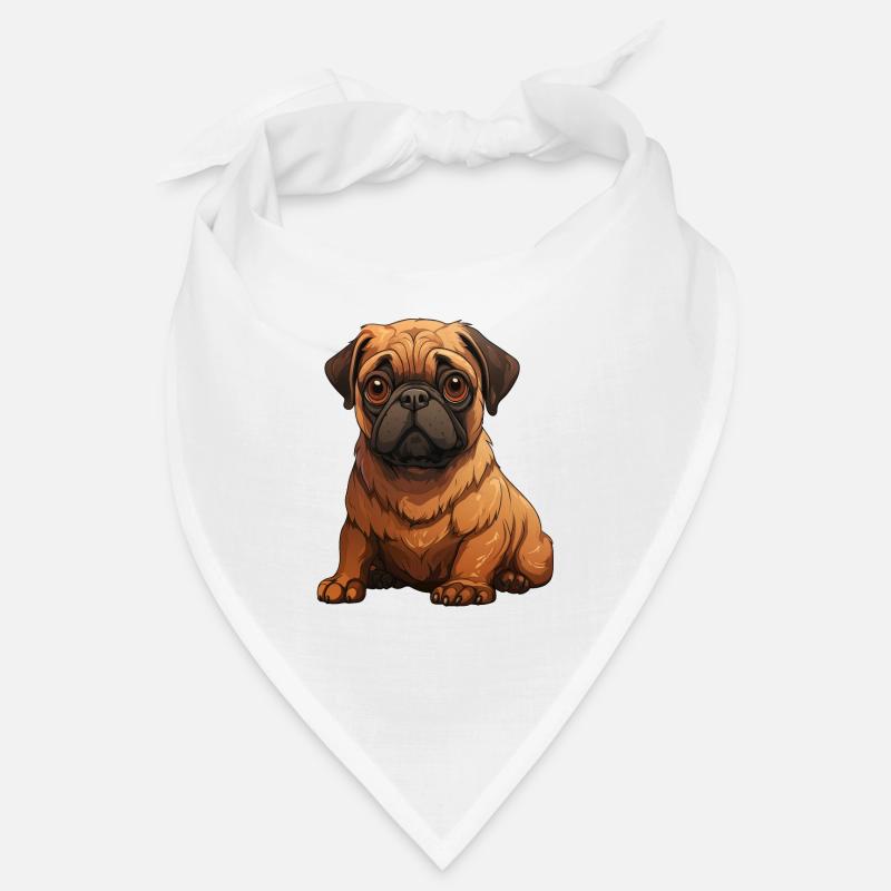 Chiot carlin assis Bandana
