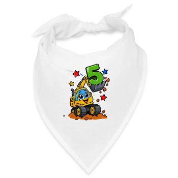 Bagger 5 Geburtstag Motiv - Bandana - Weiß - Vorne