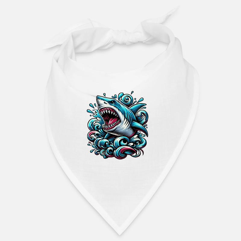 Shark Powerful Waves Tattoo Artwork Bandana