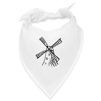 Klassische Vintage Windmühle - Bandana - Weiß - Vorne