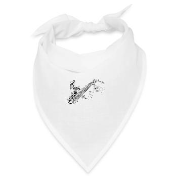 Saxofon - Bandana - Weiß - Vorne