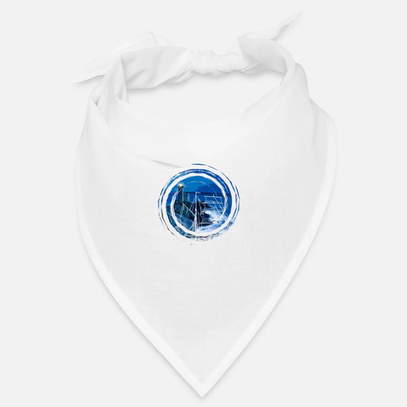 Schiff vor einem Leuchtturm - Bandana - Weiß