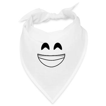 Überglückliches breites Grinsen, Lächeln, freuen - Bandana - Weiß - Vorne