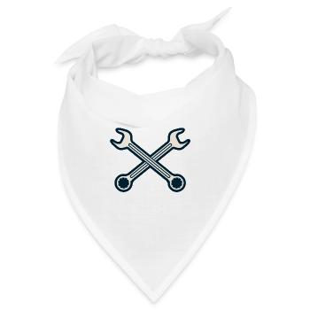 Maul Ring Schlüssel gekreuzt - Bandana - Weiß - Vorne