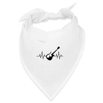 Akustische Gitarre Herzschlag - Heartbeat Design - Bandana - Weiß - Vorne