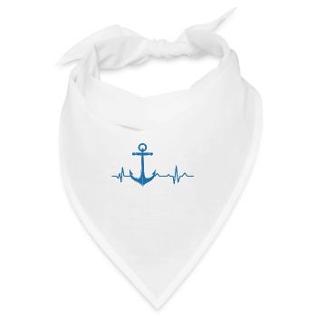 Herzschlag - Heartbeat - Anker - Anchor - Maritim - Bandana - Weiß - Vorne