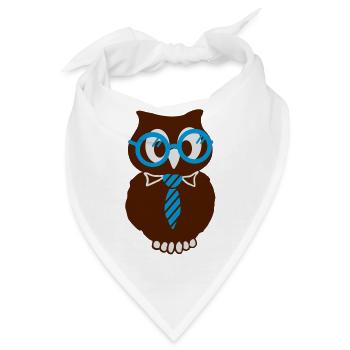 Eule mit Brille - Bandana - Weiß - Vorne