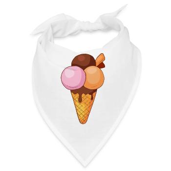 Eis Speiseeis Eiskrem Eiscreme Kugeleis Eisbecher - Bandana - Weiß - Vorne
