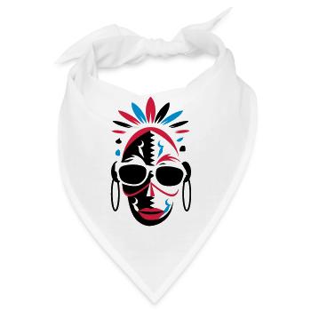 afrikanische Maske mit Sonnenbrille als Stencil - Bandana - Weiß - Vorne
