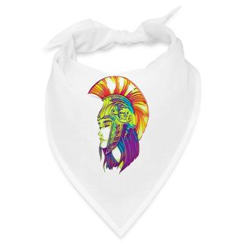 Stolze Kriegerin mit Sparta Helm - Bandana - Weiß - Vorne