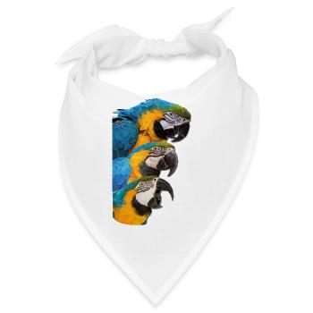 Blau-gelber Ara - Bandana - Weiß - Vorne