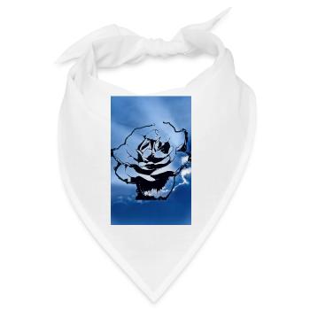 Dunkelblaue Himmelsblume - Bandana - Weiß - Vorne