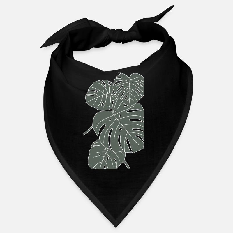 Monstera, contour blanc avec couleur de remplissage verte Bandana