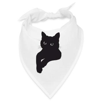 Schwarze Katze Pose - Bandana - Weiß - Vorne