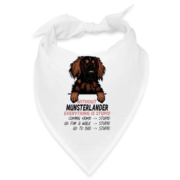 Ohne Munsterlander ist alles doof - Bandana - Weiß - Vorne