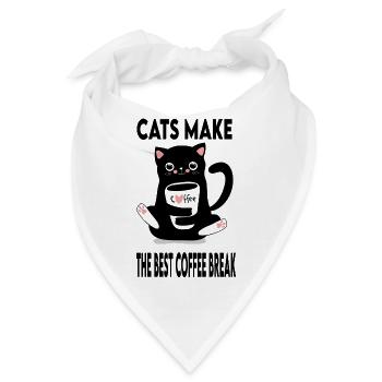 Katzen machen die beste Kaffeepause - Bandana - Weiß - Vorne