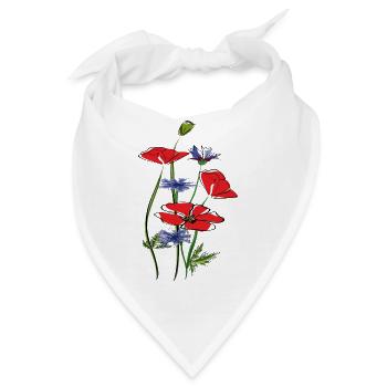 Mohnblumen und Kornblumen im Sommer - Bandana - Weiß - Vorne