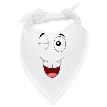 Zwinker Gesicht - Bandana - Weiß - Vorne