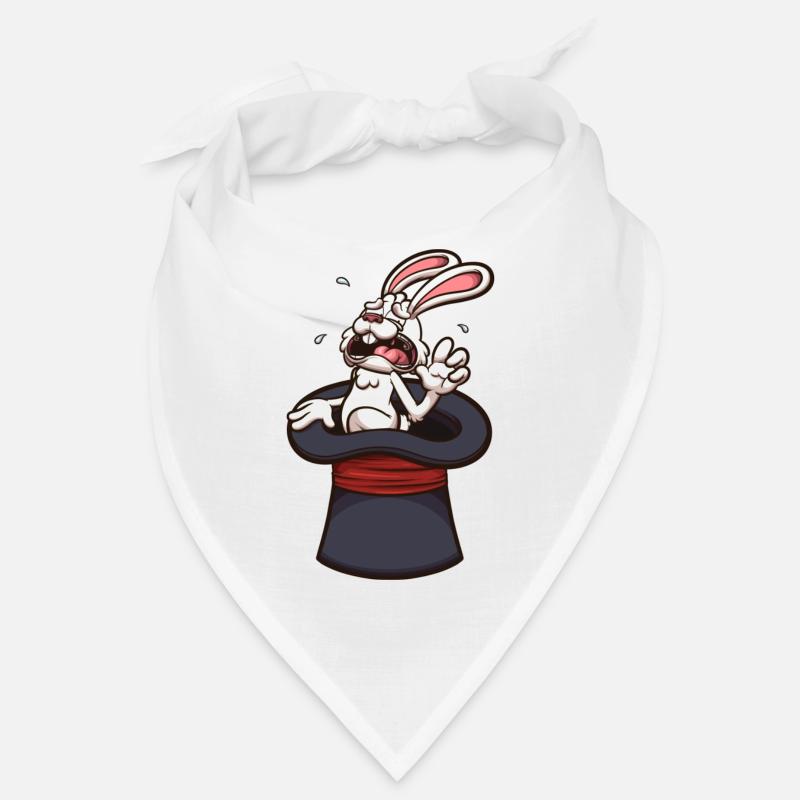 Frightened White Rabbit In Magician Hat Bandana