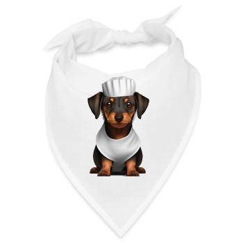Dachshund Kochen Hunde Dackelwelpe Gastronom Hund - Bandana - Weiß - Vorne