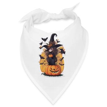 Helloween Kürbis Hexe - Bandana - Weiß - Vorne