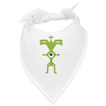 Partymann einäugig  Psyclops in grün weiß  - Bandana - Weiß - Vorne