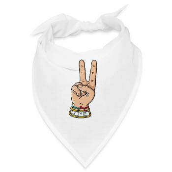 hand peace love - Bandana - Weiß - Vorne