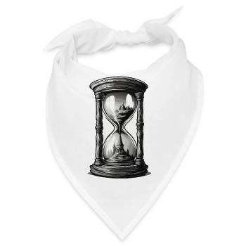 Sanduhr / Zeitmesser / Antik /Sandkörner / Ablauf - Bandana - Weiß - Vorne