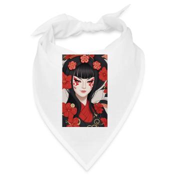 Schönes Kabuki-Gesicht | Orientalische Kunst - Bandana - Weiß - Vorne
