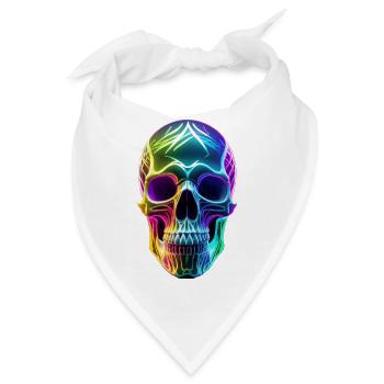 Neonfarbener Totenkopf - Bandana - Weiß - Vorne