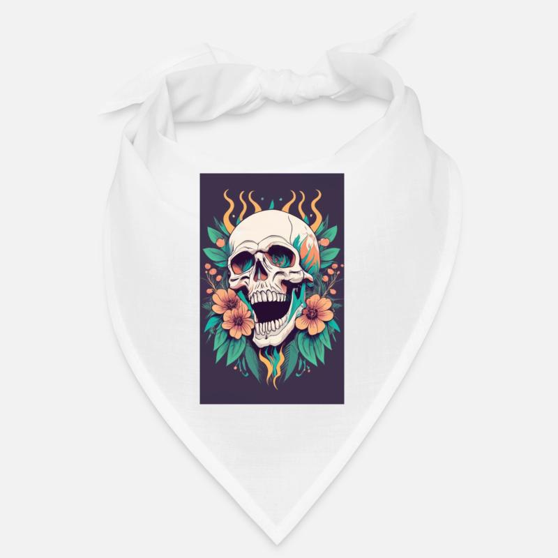 Tête de mort et fleurs Bandana