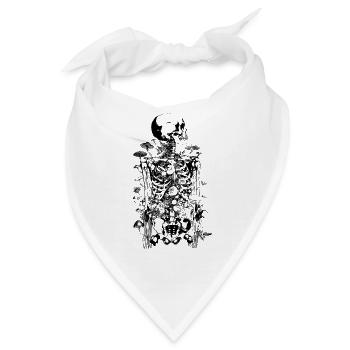 Morbides Horror Pilz Skelett - Happy Halloween - Bandana - Weiß - Vorne