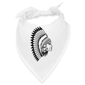 Stolzer Indianer Häuptling Gesicht Kopf Seitlich - Bandana - Weiß - Vorne