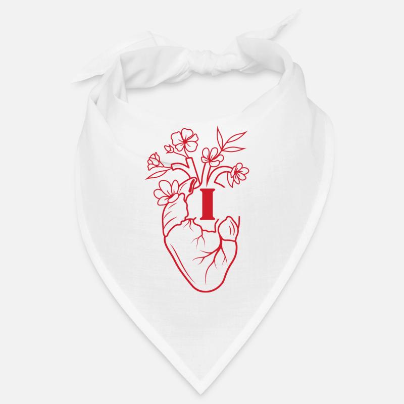 Buchstabe i Herz rote florale Anatomie Bandana