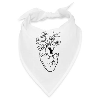 Buchstabe y Herz schwarze florale Anatomie - Bandana - Weiß - Vorne