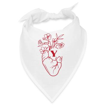 Buchstabe y Herz rote florale Anatomie - Bandana - Weiß - Vorne