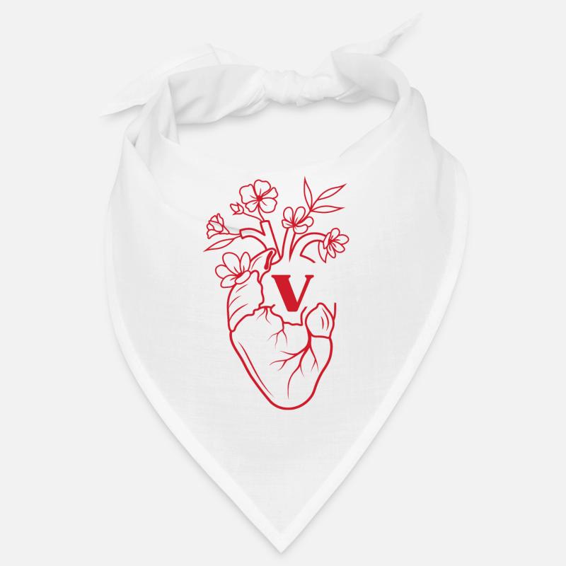 Buchstabe V Herz Rote Blumen Anatomie Bandana