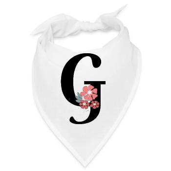 Buchstabe g Minimalistische Blumen - Bandana - Weiß - Vorne
