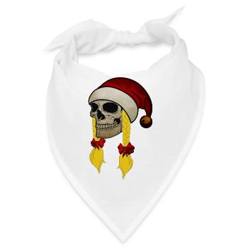 Totenschädel Weihnachten Mütze Zöpfe Frau - Bandana - Weiß - Vorne