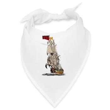 Historisches Segelschiff mit Flagge - Bandana - Weiß - Vorne
