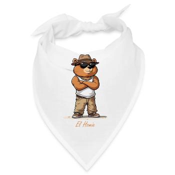 Bär im Strandstyle mit Hut - Bandana - Weiß - Vorne