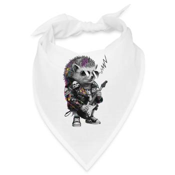 Punkig Igel mit E-Gitarre - Bandana - Weiß - Vorne