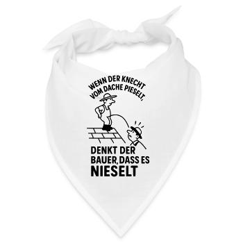 Bauer Knecht Dach Pinkeln Pieseln Witziger Spruch - Bandana - Weiß - Vorne
